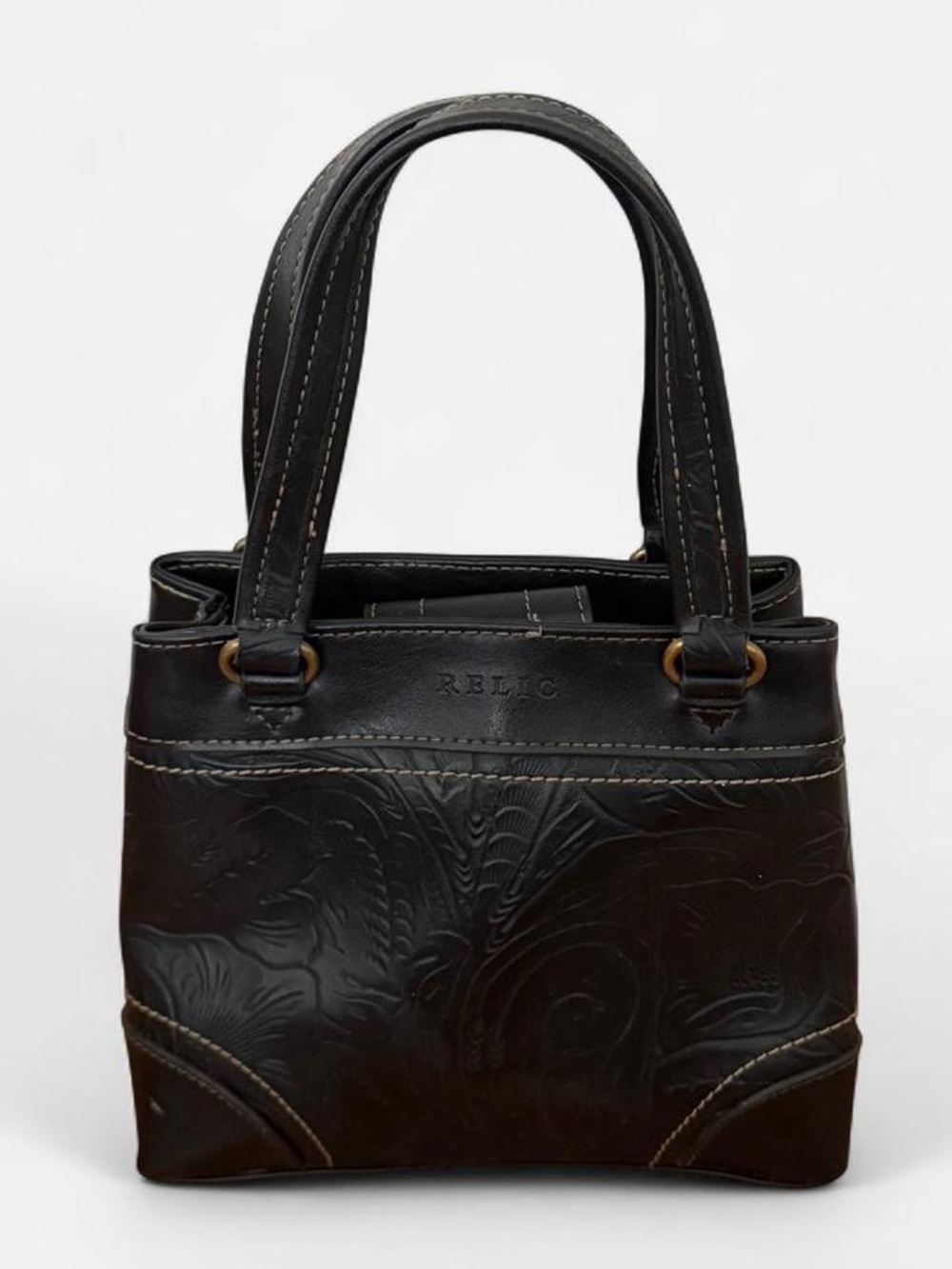 Relic Women's Embossed Mini Black Leather HandBag/Crossbody